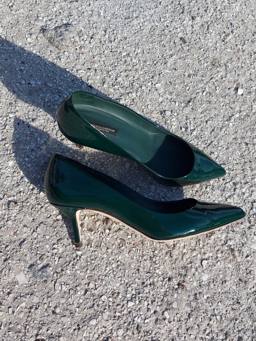 Dolce & Gabbana women's dark green patent leather pumps size 8.1/2